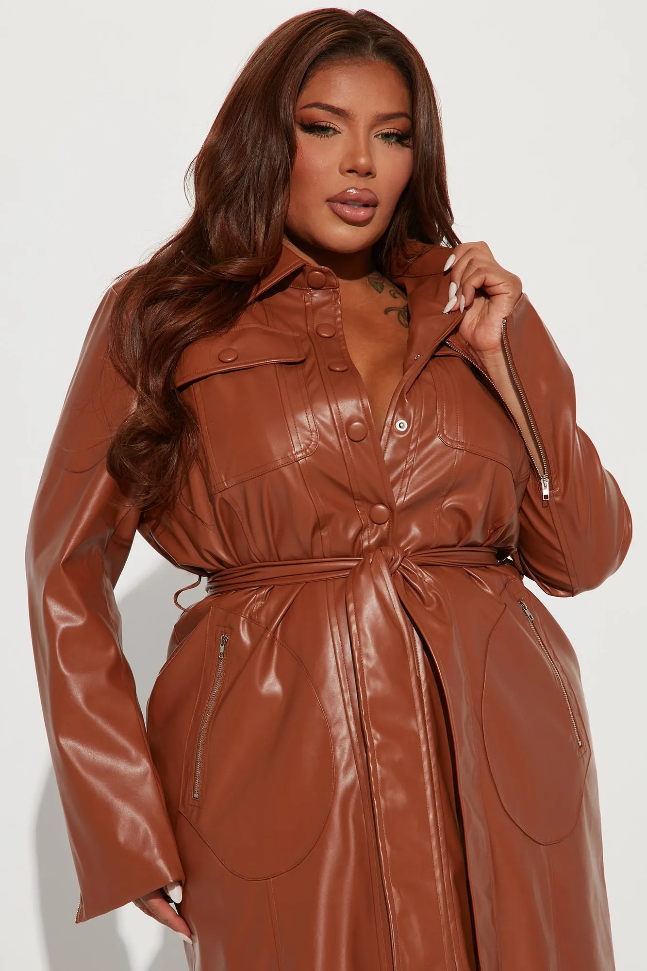 Americana Faux Leather Maxi Dress - Camel
