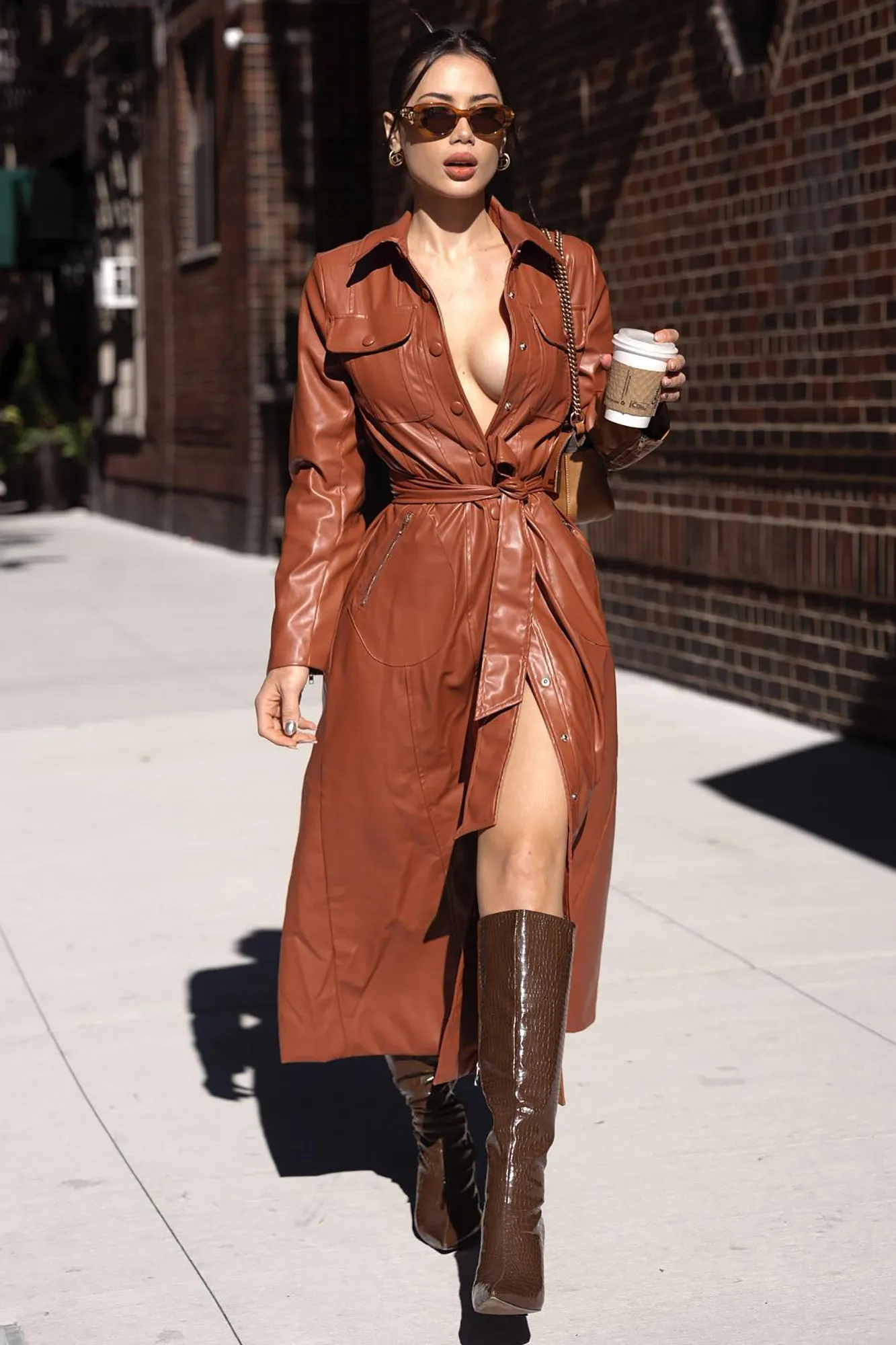 Americana Faux Leather Maxi Dress - Camel