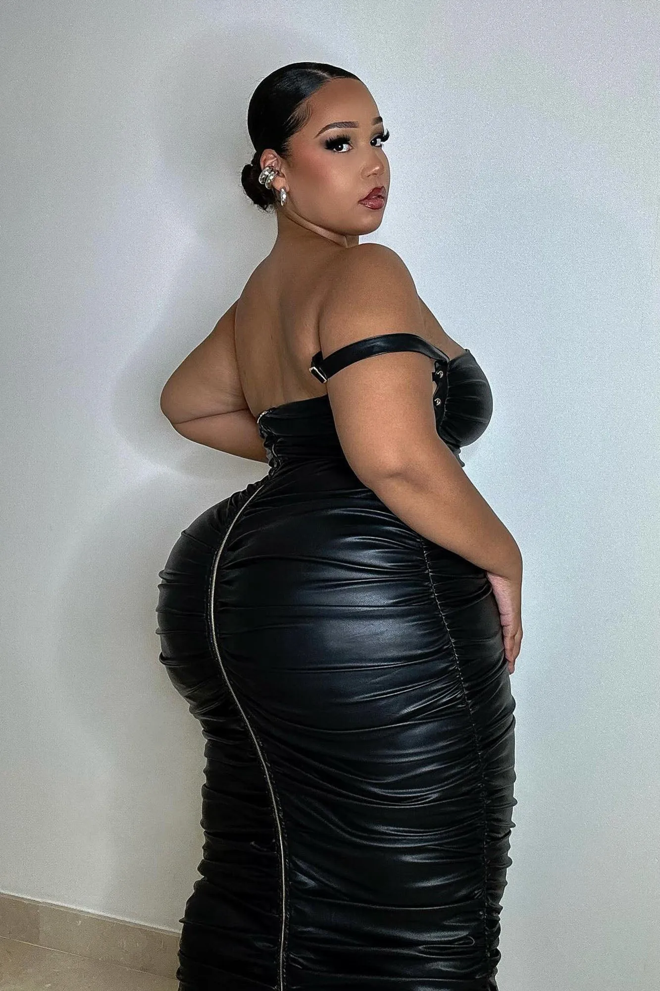 Berlin Queen Faux Leather Maxi Dress - Black