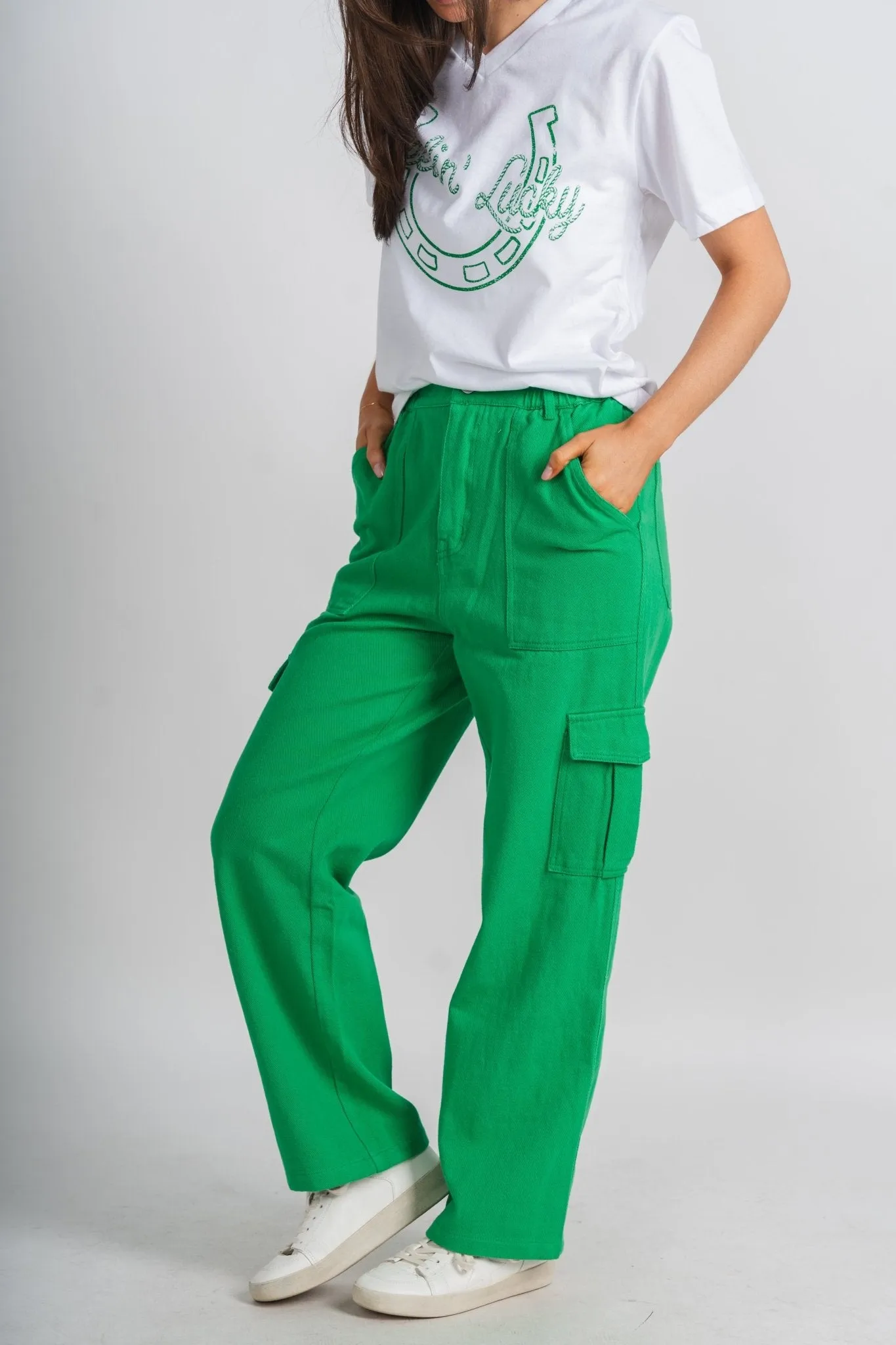 Cargo utility jeans green