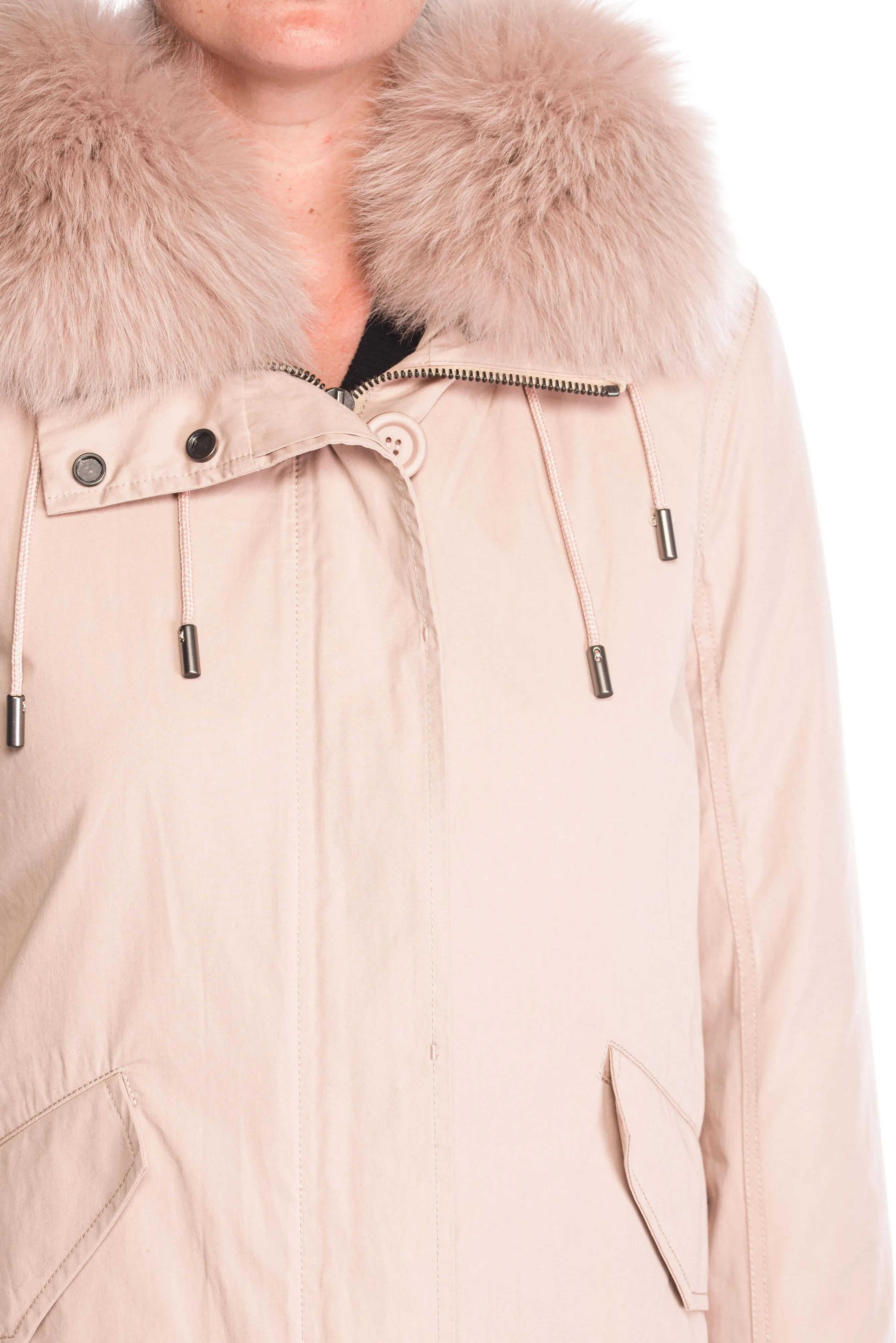 Geaca parka blana vulpe Yves Salomon