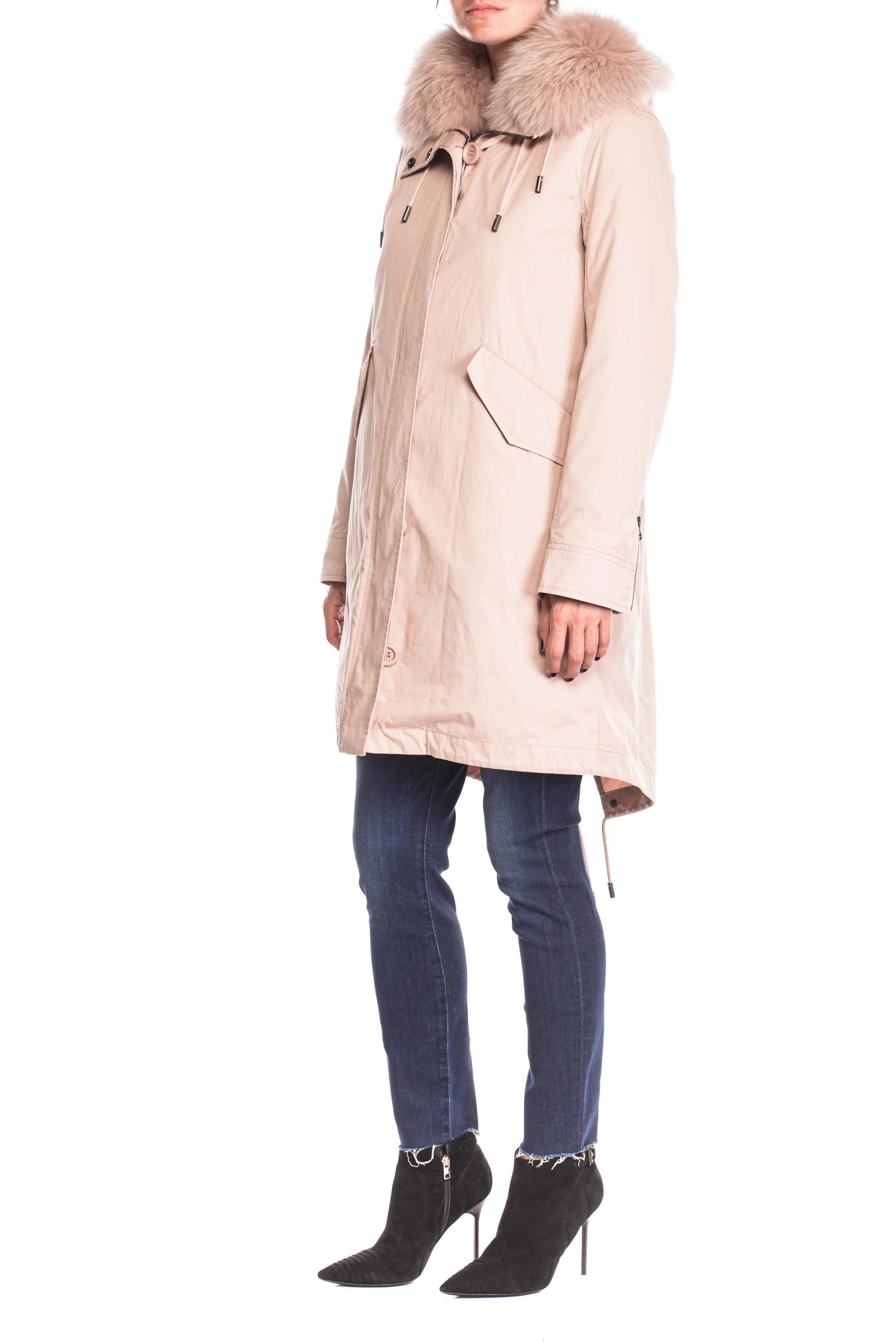 Geaca parka blana vulpe Yves Salomon