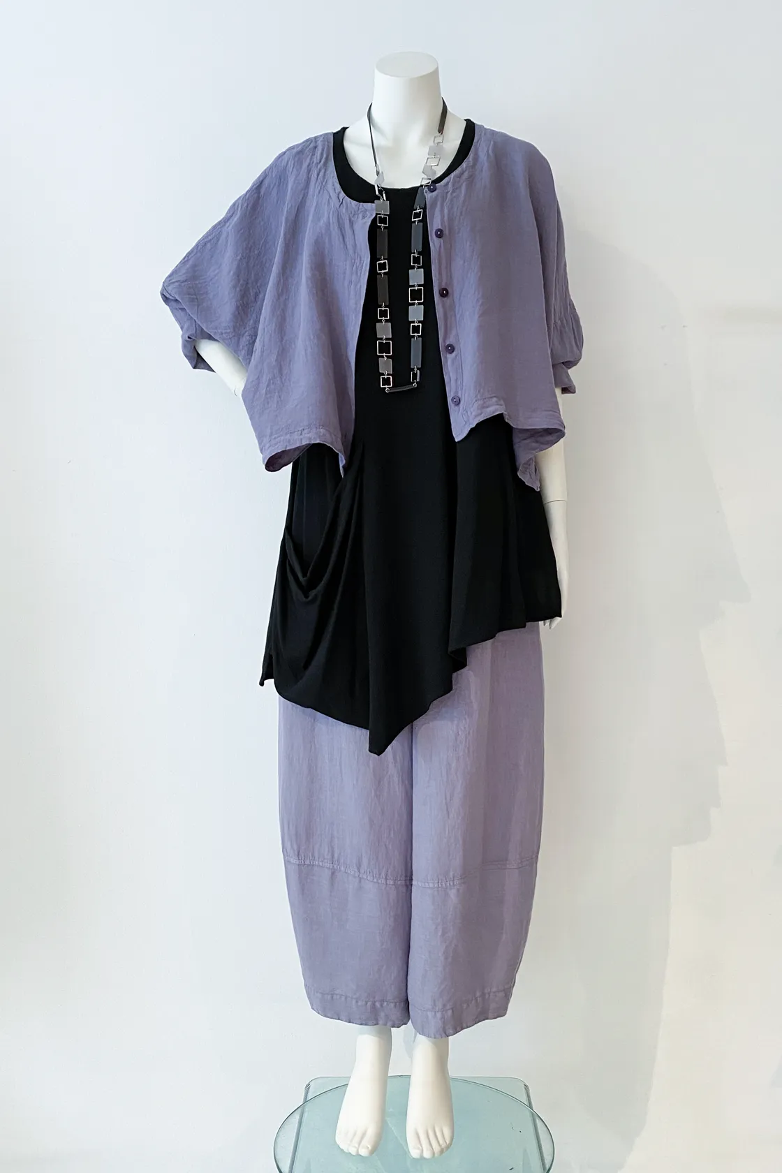 GRIZAS Crop Jacket in Mauve Linen