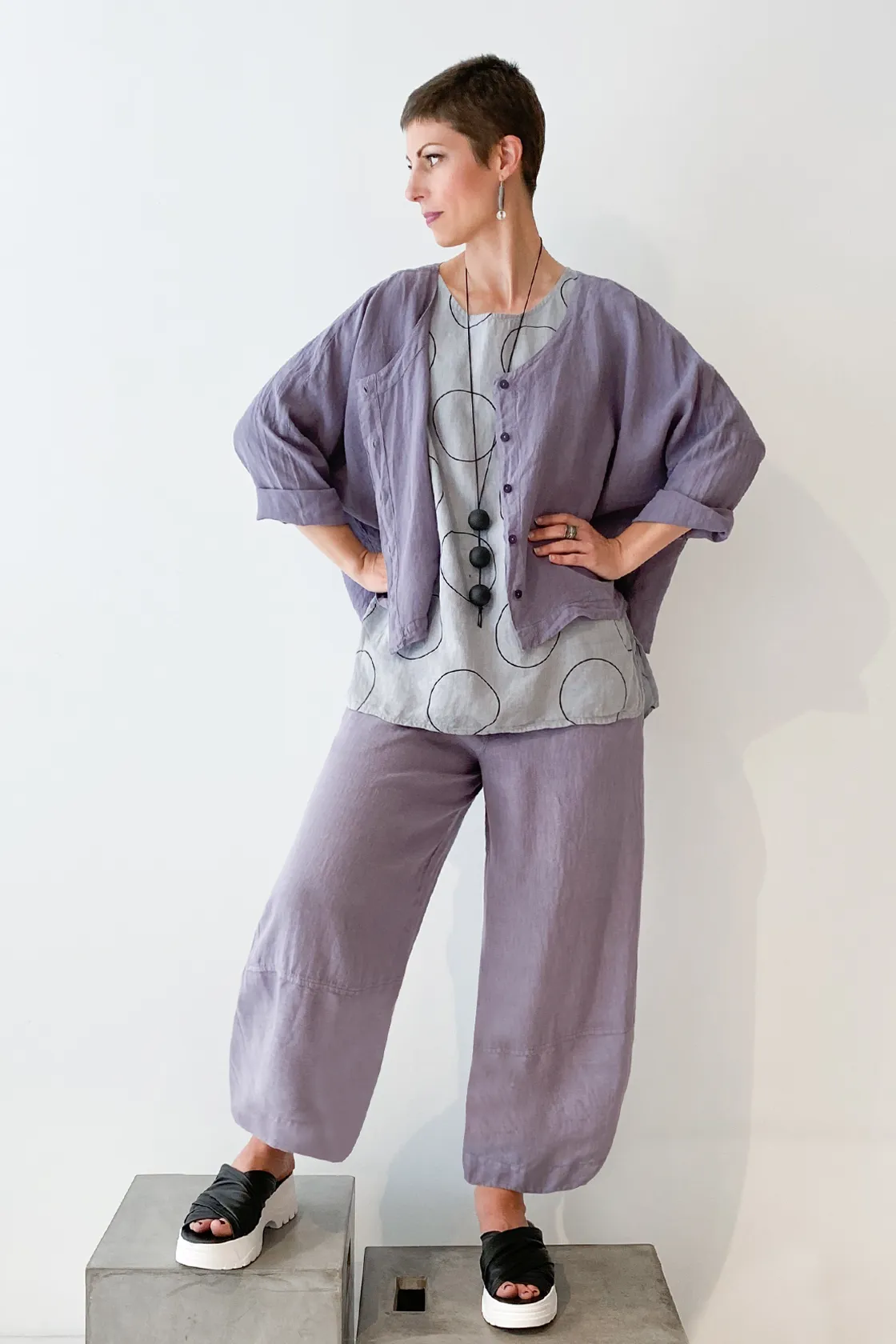 GRIZAS Crop Jacket in Mauve Linen