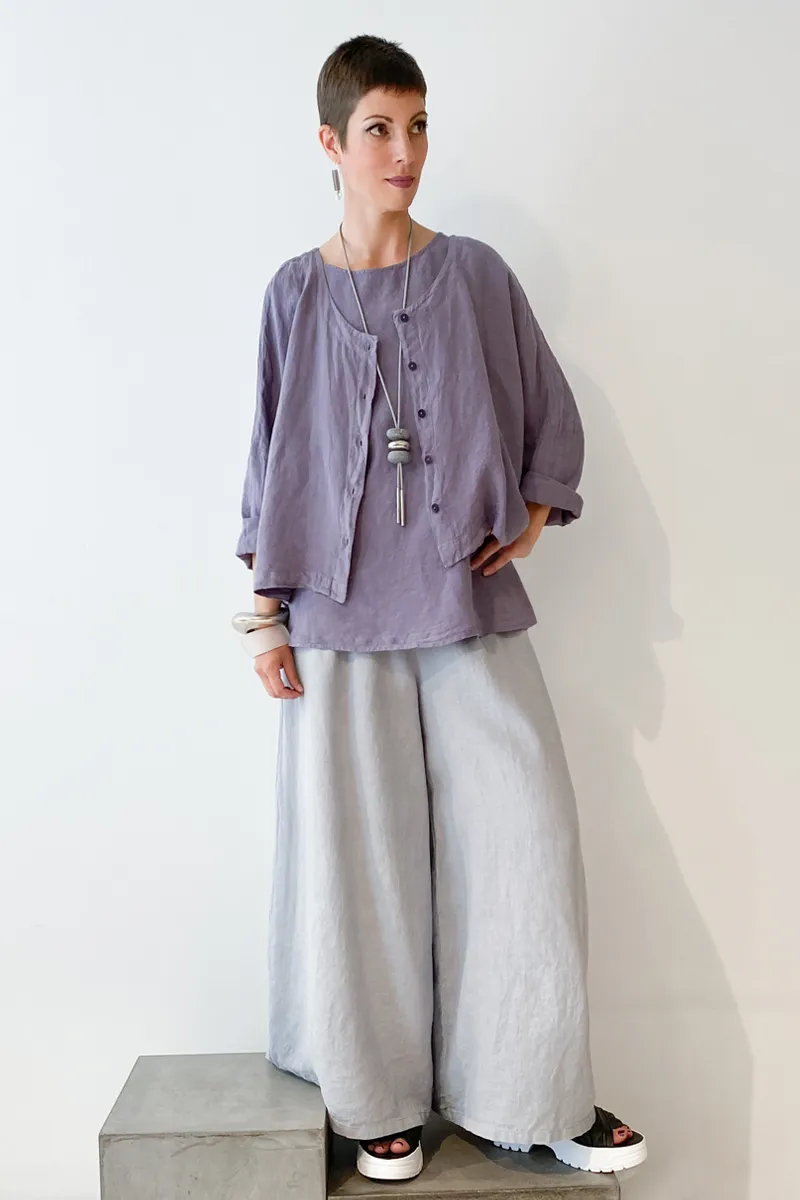 GRIZAS Crop Jacket in Mauve Linen