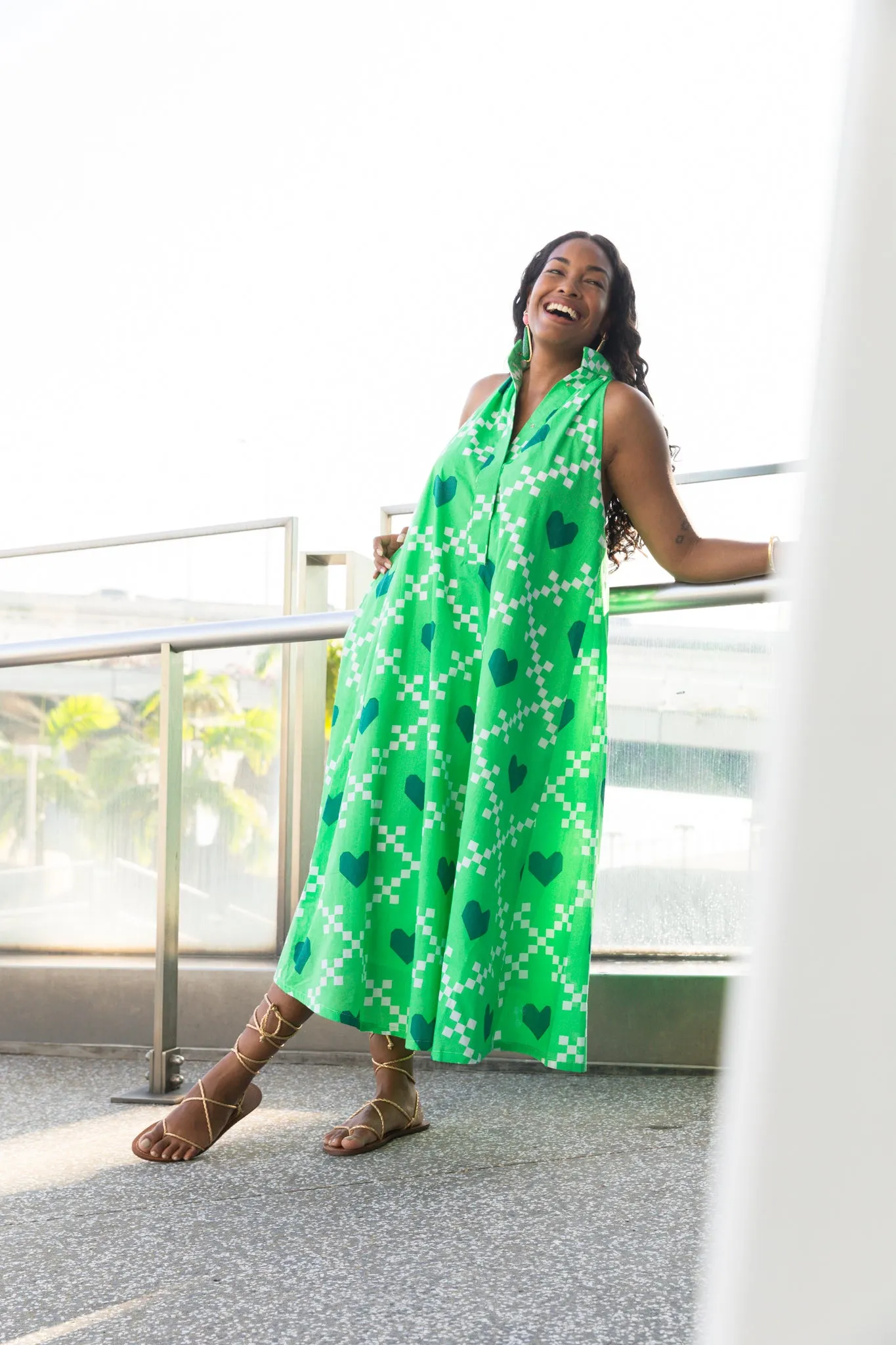 Halterneck Midi/Maxi dress - Green Heart