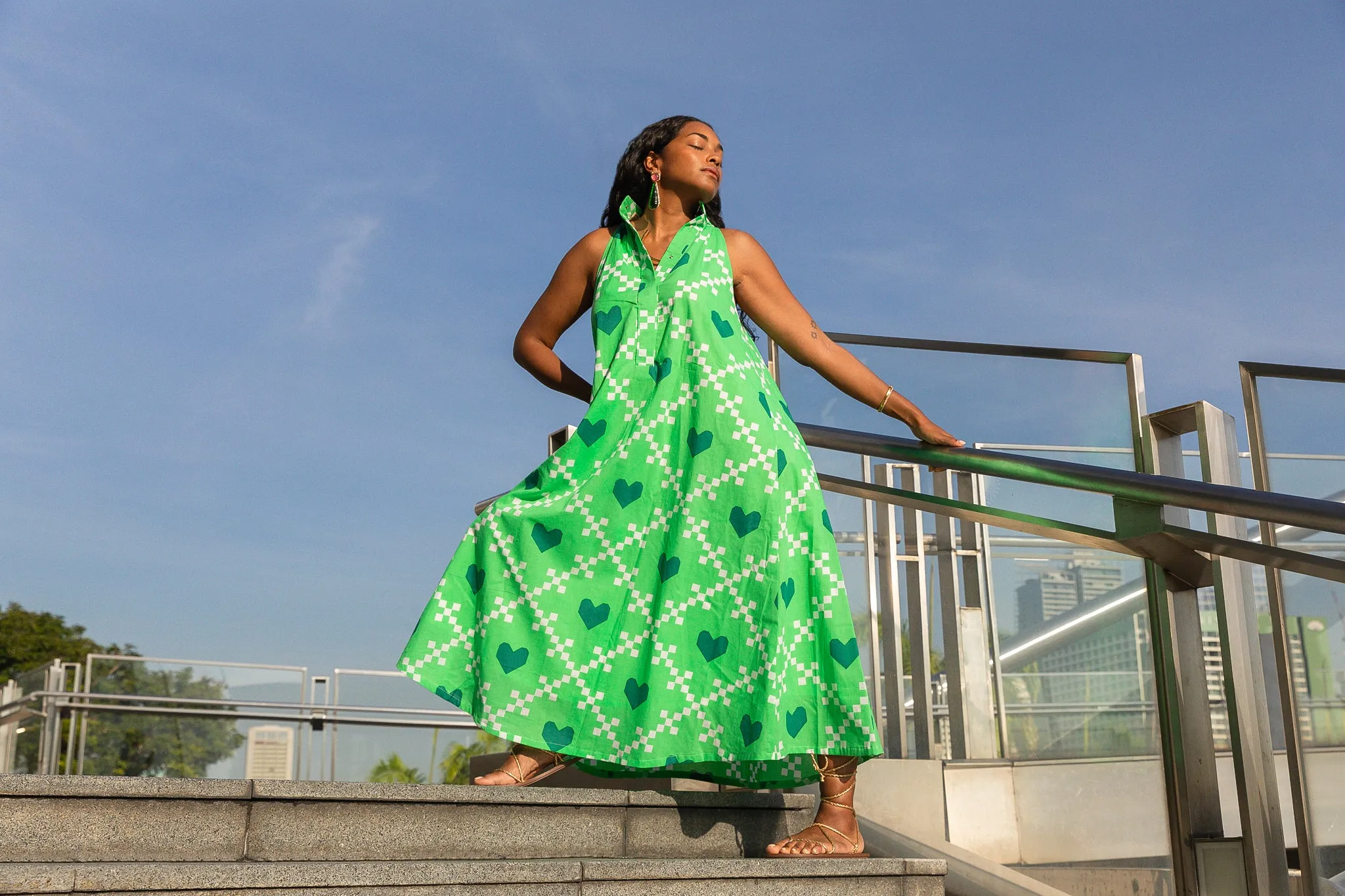 Halterneck Midi/Maxi dress - Green Heart