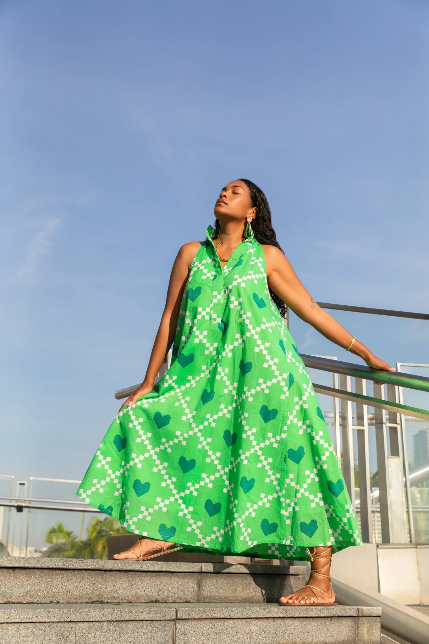 Halterneck Midi/Maxi dress - Green Heart