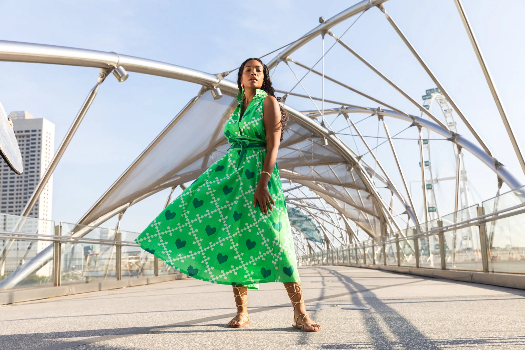 Halterneck Midi/Maxi dress - Green Heart