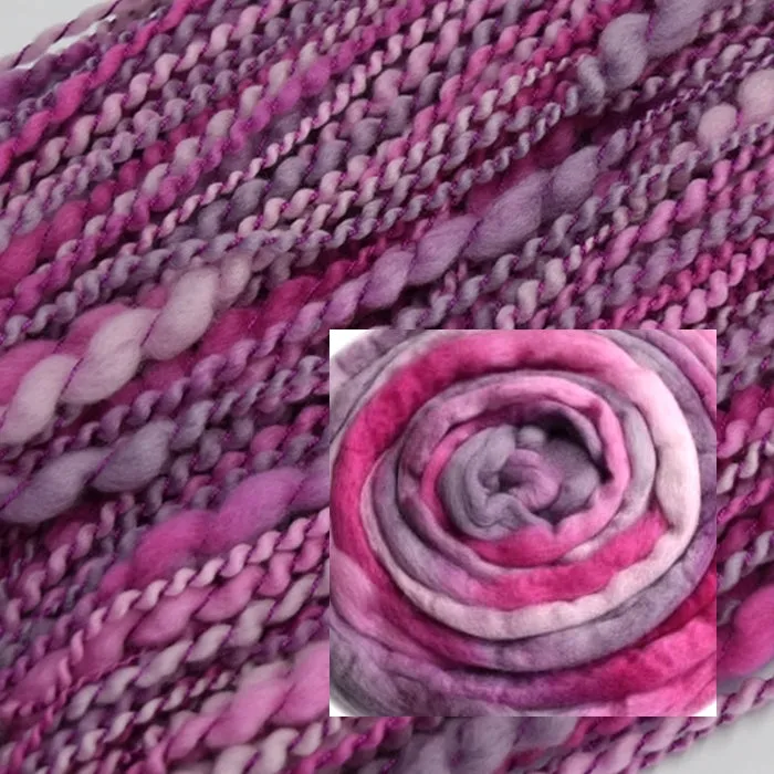 Hand Spun Chunky Tasmanian Merino Yarn in Soft Plum 12992