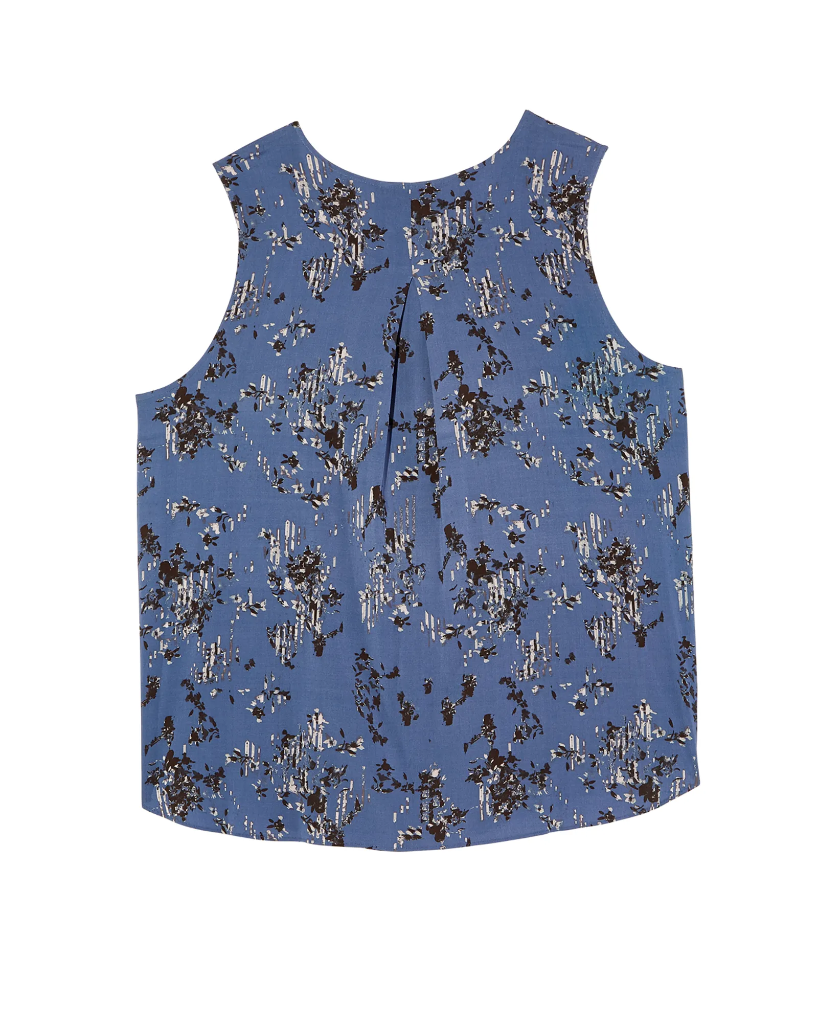 Honora Sleeveless Printed Blouse with Pleats | Royal Blue