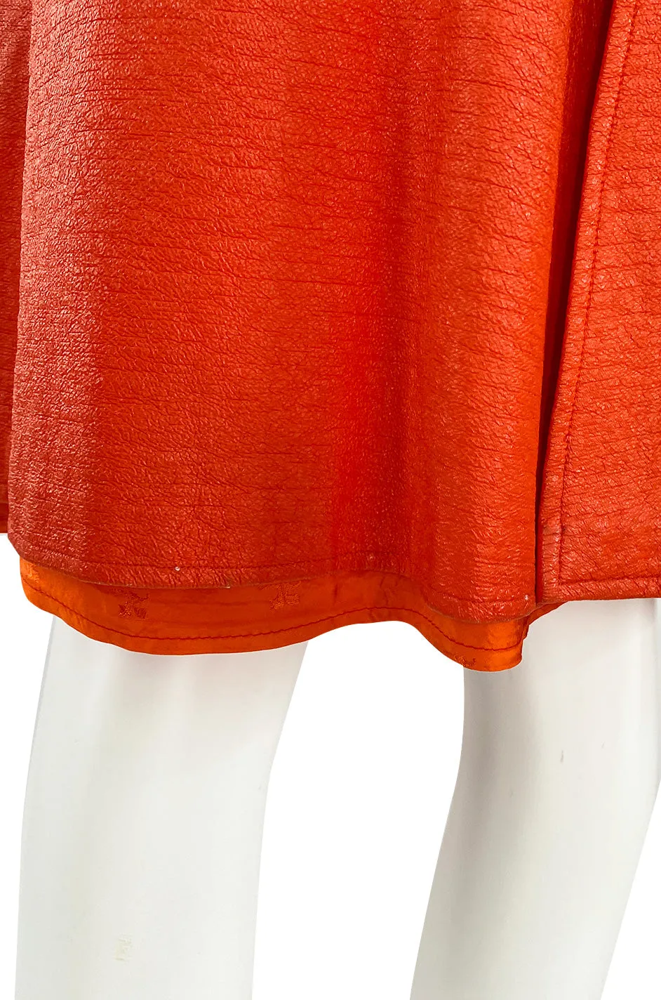 Iconic 1960s Andres Courreges Vivid Orange  & White Vinyl Coat or Dress w Original Belt