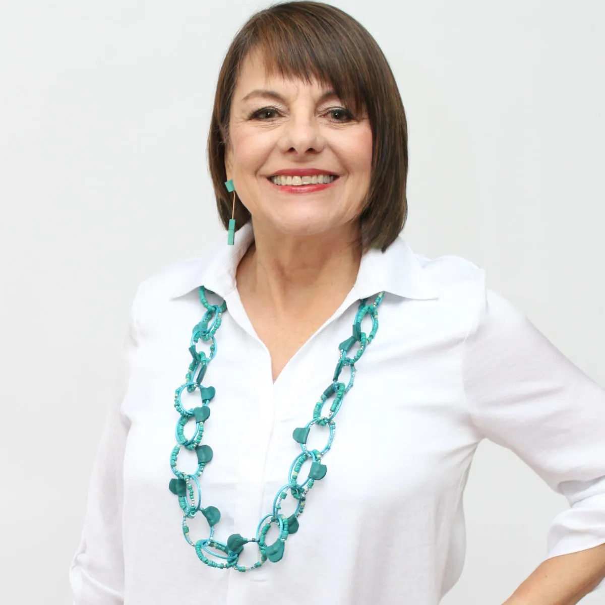 Leather Gemma Necklace in Multi Turq