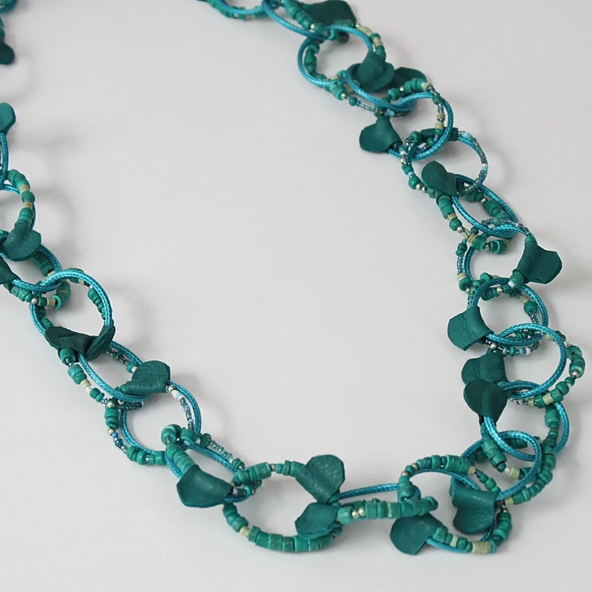 Leather Gemma Necklace in Multi Turq