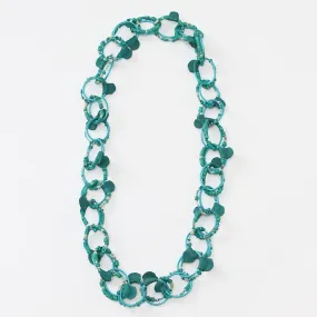Leather Gemma Necklace in Multi Turq