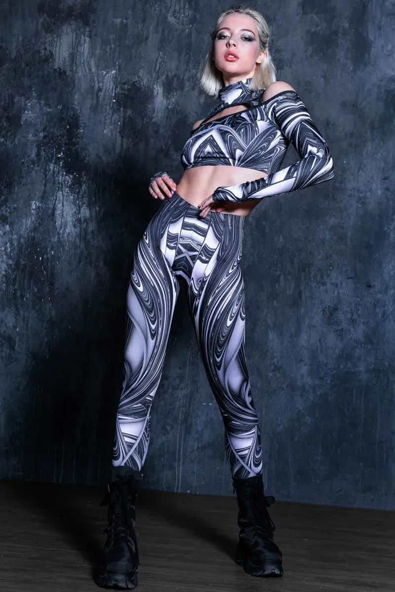Liquid Steel Cold Shoulder Crop Top