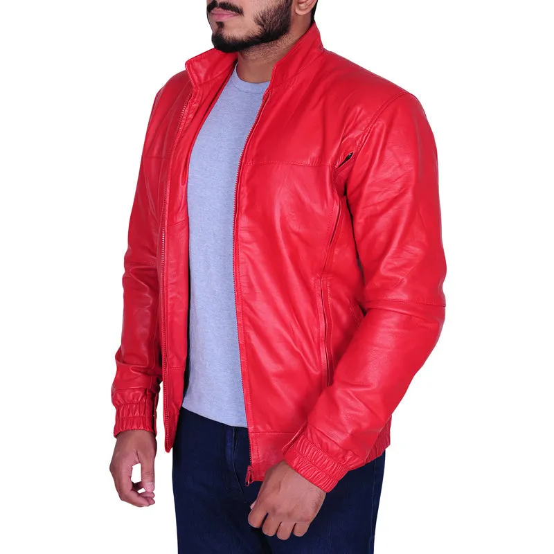 Mens Cool Red Leather Jacket