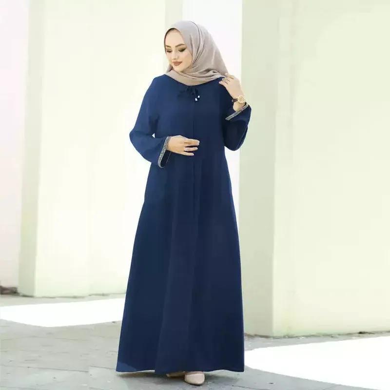 Monochrome Cardigan Gown for Women Islamic Cardigan Middle East Arab Dubai Ramadan Muslim Luxury Fashion Malay Turtleneck