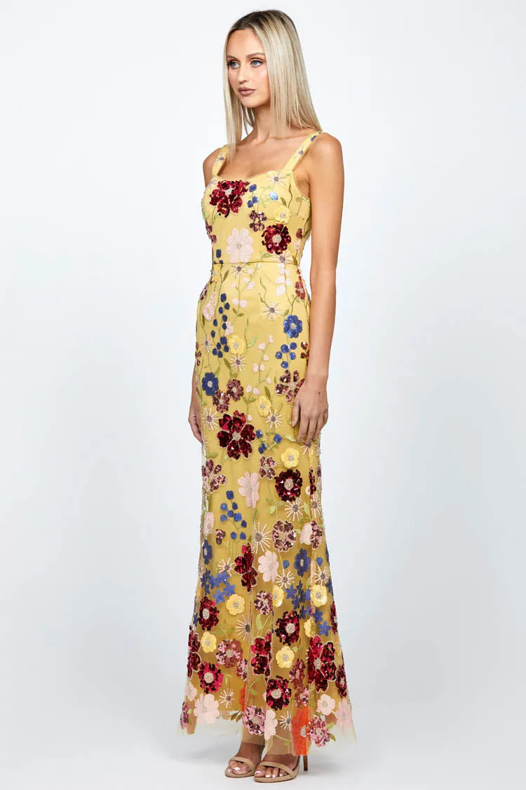 Raenne Fishtail Gown in Yellow