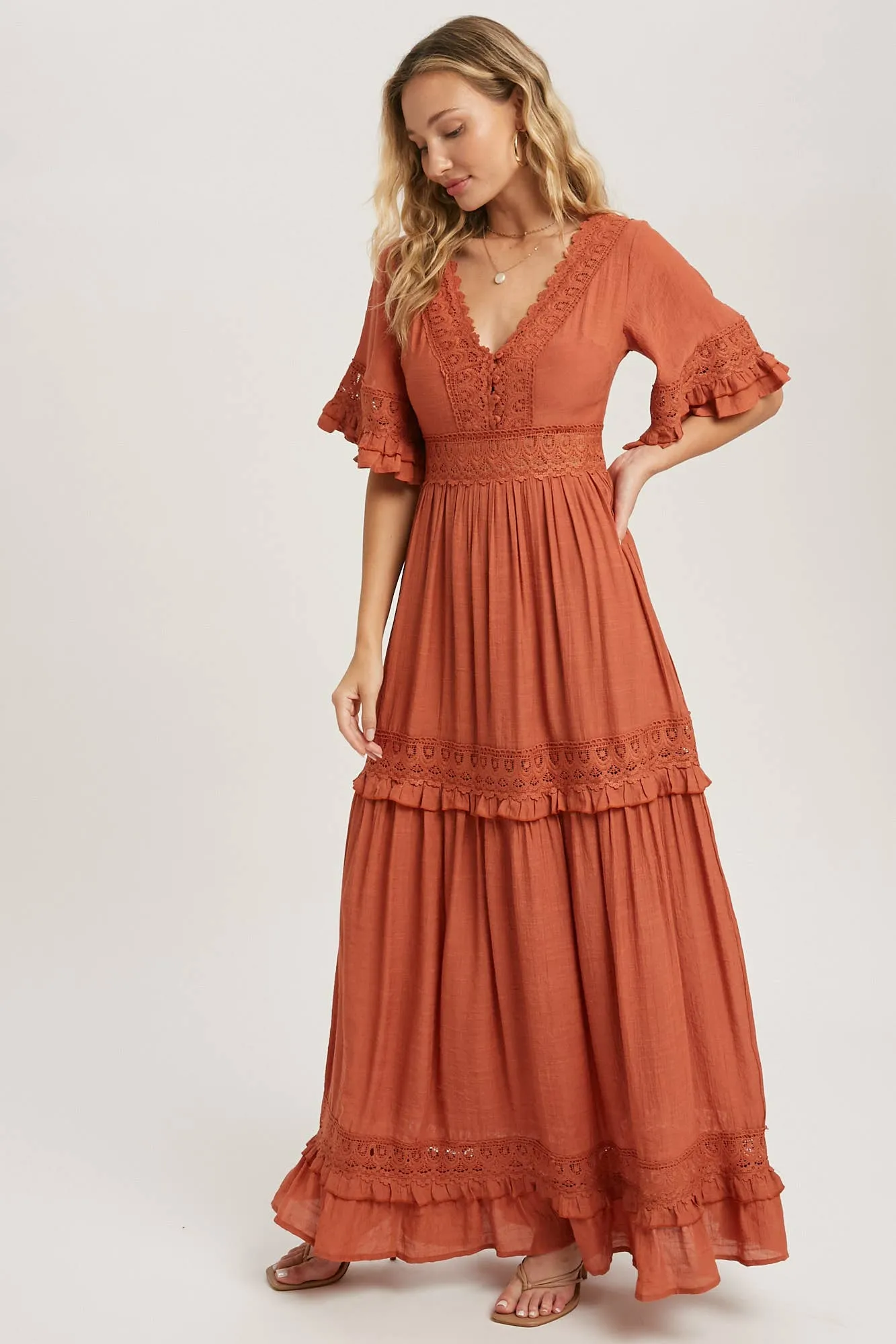 Rose Lace Trim Dress
