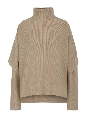 Solid Color Turtleneck Irregular Sweater