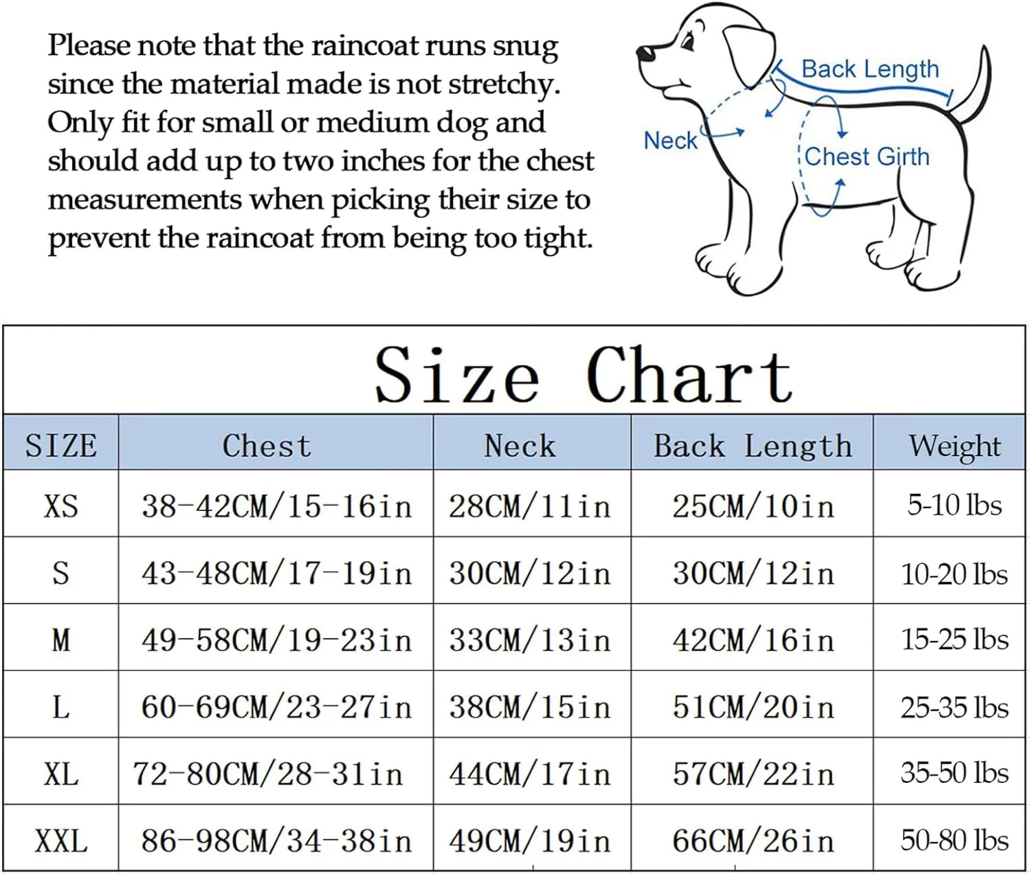 Stylish & Waterproof Dog Raincoat - Reflective Design with Removable Hood and Adjustable Fit - Perfect for Small to Medium Breeds - Grid Blue - Large Size