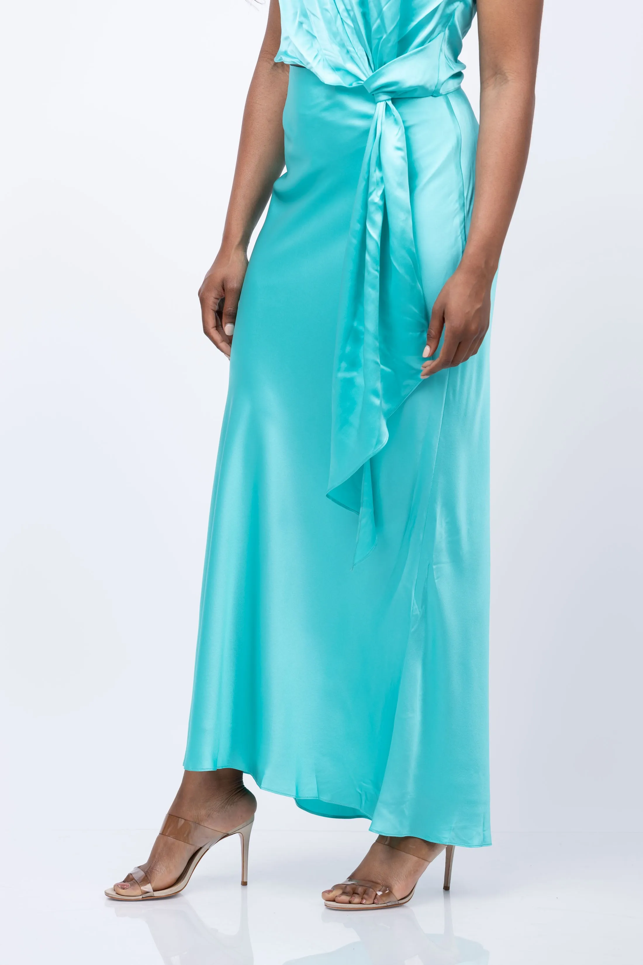 The Sei Bias Maxi Skirt in Turquoise