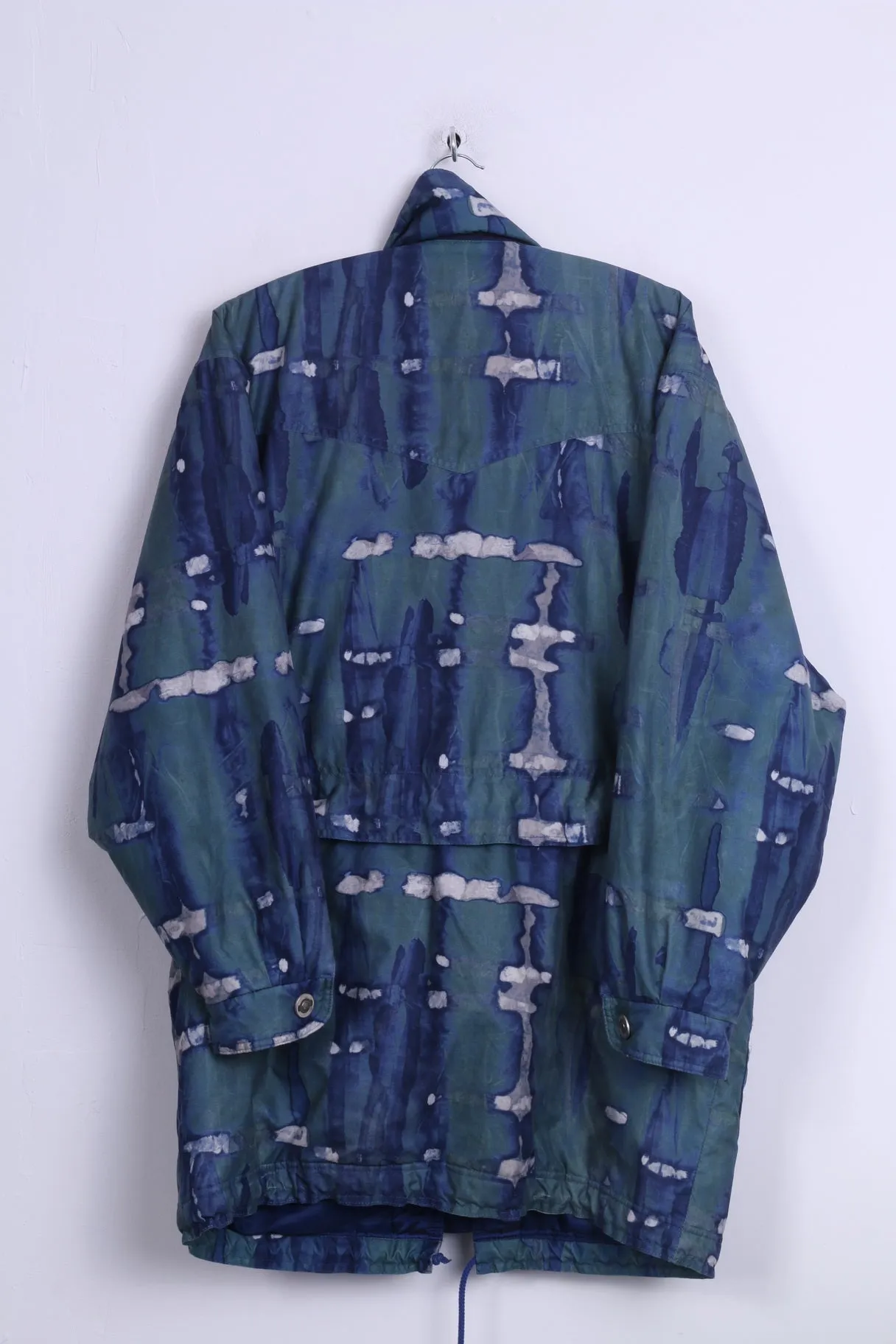Vintage Womens 40 L Jacket Blue Full Zipper Parka