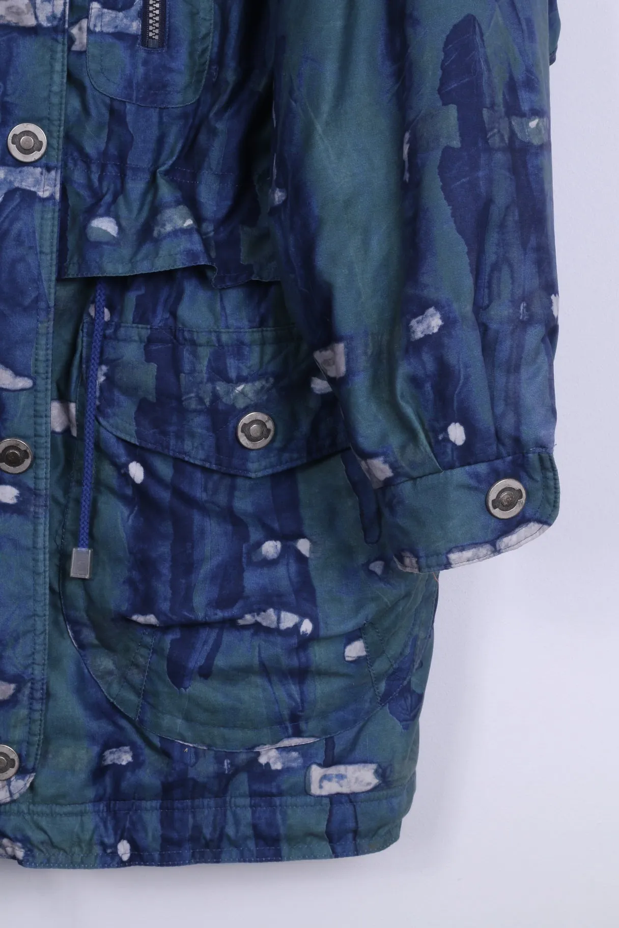 Vintage Womens 40 L Jacket Blue Full Zipper Parka
