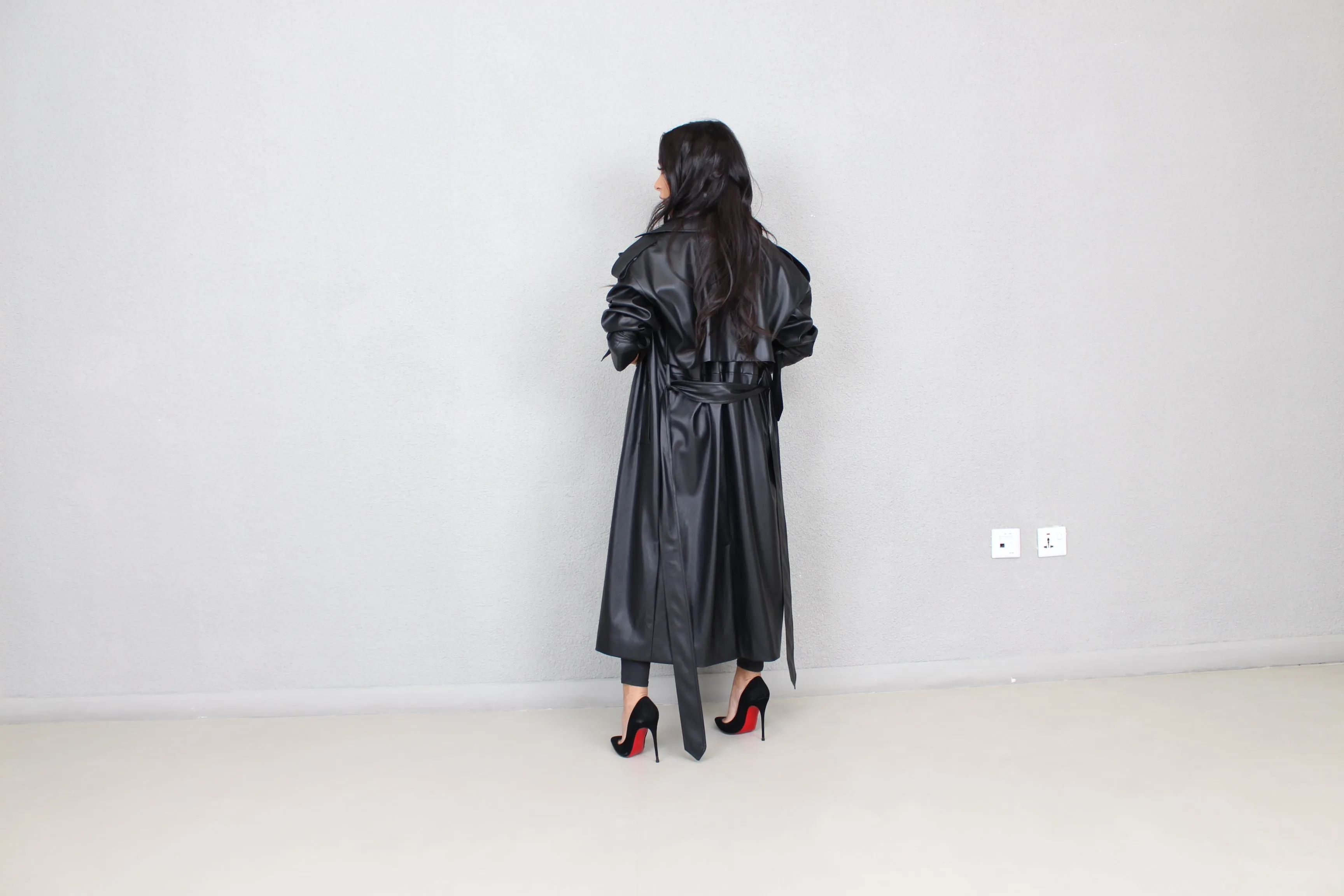 ZARA Leather Oversized Trench Coat